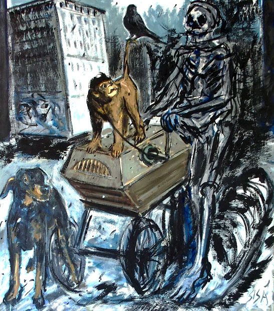 DER LEIERMANN, a. d. Zyklus Die Winterreise, Öl auf Leinen , 150 x1 30 cm